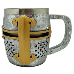 Jarra Caballero Medieval Casco De Plata Y Oro