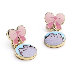 Pendientes Lazo Y Gato Rosa Pusheen
