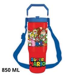 Super Mario - Taza De Viaje 880 Ml Con Cuerda