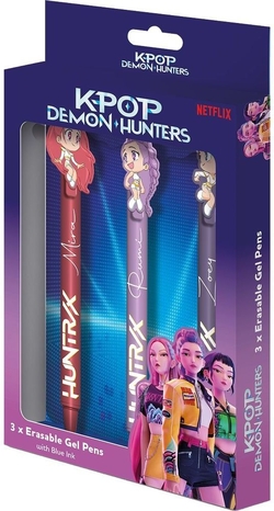 JOGO 3 CANETAS COM TINTA APAGÁVEL K-POP DEMON HUNTERS