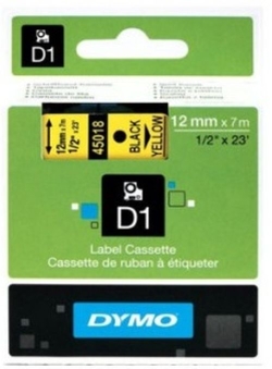 DYMO D1 TAPE 12MMX7M BLACK/YELLOW