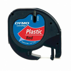 FITA DYMO LETRATAG PLASTICO PRETO/VERMELHO 12MMX4M.