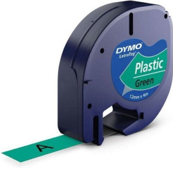 FITA DYMO LETRATAG PLASTICO PRETO/VERDE 12MMX4M.