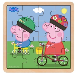 (D)PEPPA PIG BICICLETAS PUZZLE DE MADEIRA 16 PEZAS
