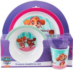 (D)SET VAJILLA INFANTIL PAW PATROL ROSA 3 PIÈCES