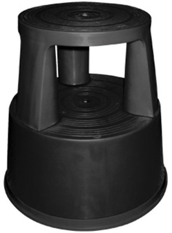 STOOL WITH RETRACTABLE WHEELS THREE WHEELS TWO LEVELS BLACK