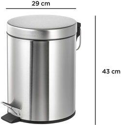 PAPELEIRA METALICA CON PEDAL CROMADA 43X29CM 20 LITROS