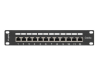 Patch Panel Lanberg 12 Puertos 1U 10 Cat.5E Blindado Negro