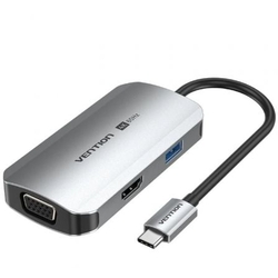 Docking Usb Tipo-C Vention Tqahb/ 1Xhdmi/ 1Xusb/ 1Xvga/ 1Xus