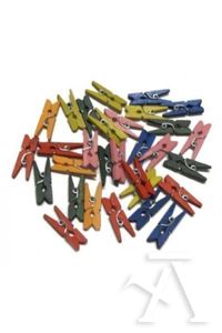 PACK OF 30 COLORED WOODEN CLOTHESPINS
