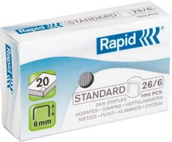 C/20 CAJAS DE 1000 AGRAFES 26/6 GALVANIZADAS RAPID