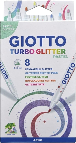 ESTOJO 8 MARCADORES TURBOCOLOR GLITTER PASTEL GIOTTO