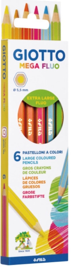 ÉTUI 6 CRAYONS DE COULEURS GIOTTO MEGA FLUOR