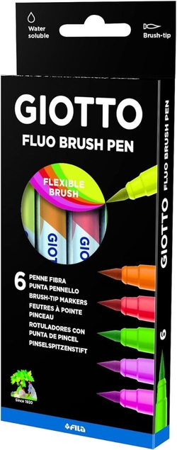 ESTOJO 6 MARCADORES GIOTTO TURBO SOFT BRUSH FLUOR