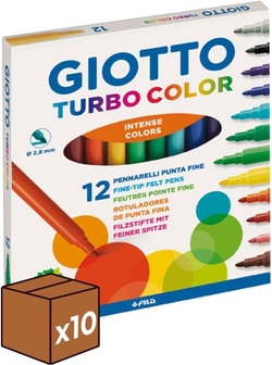 (PACK 10U.) ÉTUI 12 STYLOS FEUTRE GIOTTO TURBOCOLOR