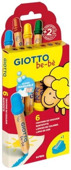 ÉTUI 6 SUPER CRAYONS COULEURS AVEC SACAPUNTAS GIOTTO BE-BE