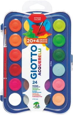 ÉTUI PLASTIQUE 24 AQUARELLES GIOTTO COL. ASSORTIMENTS PROMO