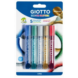 BLISTER 5 TUBOS 10ML COLA GLITTER GLUE METALLIC GIOTTO