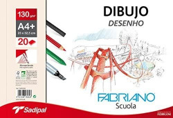 BLOCO DESENHO FABRIANO ESPIRAL A4+ 20H 130G. LISO MICRO