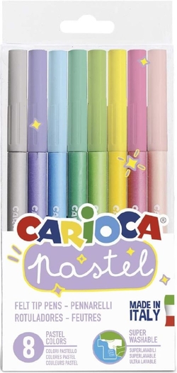 CAIXA 8 ROTULADORES CARIOCA PASTEL SUPERLAVABLES