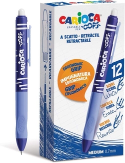 C/12 BOLIGRAF BORRABLE RETACTIL BLAU CARIOCA OOPS