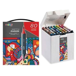 Caja 80 rotuladores sketch markers doble punta base alcohol