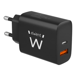 Cargador De Pared Rapido Ewent Usb-A Usb-C Qc3.0 20W Negro