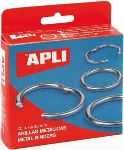 BOX OF 20 METALLIC RINGS 20MM CLASP APLI
