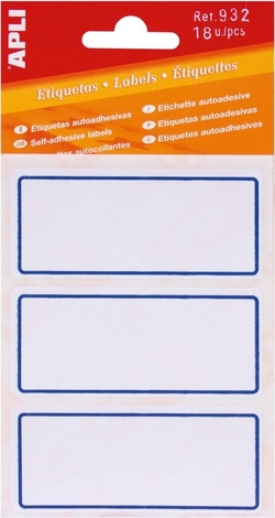 PACK OF 18 SCHOOL LABELS APLI BLUE BORDER