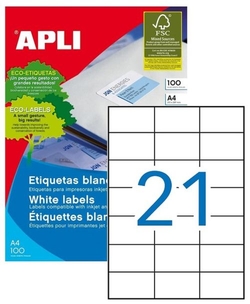 C/100 FOLHAS ETIQUETAS FT/IM 70X42,4 APLI CANTOS RECTOS