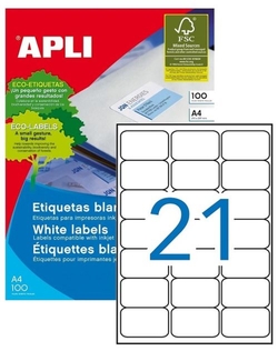 C/100 FEUILLES ETIQUETAS FT/IM 63,5X38,1 APLI CANTOS ROMOS