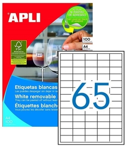 C/100 FOLHAS ETIQUETAS REMOVIBLES FT/IM 38X21,2 CANTOS RECTO