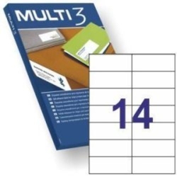 C/100 FOLHAS ETIQUETAS FT/IM 105X42,5 MULTI3 CANTOS RECTOS