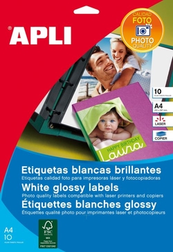 C/10 HOJAS ETIQUETAS CALIDAD FOTO PARA LASER 199,6X289,1 MM