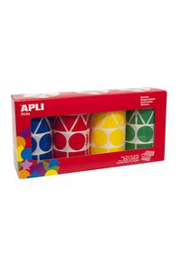 PACK/4 ROULER GOMETS AUTOADHESIVOS 27MM FORMES COULEURS SURTID