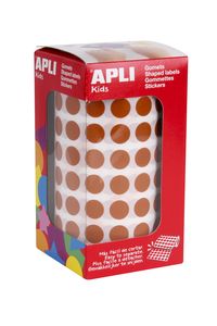 ROLL OF ROUND BROWN STICKERS 10.5MM