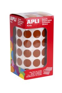 ROLL OF ROUND BROWN STICKERS 15MM