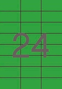 C/100 HOJAS ETIQUETAS FT/IM 70X37 VERDE APLI CANTOS RECTOS