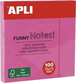 BLOC 100 NOTAS AUTOCOLLANTES 75X75MM ROSA APLI