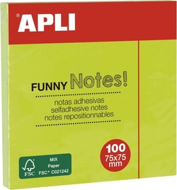 BLOC 100 NOTAS AUTOCOLLANTES 75X75MM VERT APLI