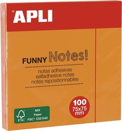 BLOC 100 NOTAS ADHESIVAS 75X75MM LARANXA APLI