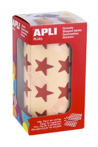 ROLL OF METALLIC RED STAR STICKERS 19.5MM
