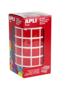 ROLL OF SQUARED RED STICKERS 15MM