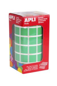 ROLL OF SQUARED GREEN STICKERS 15MM