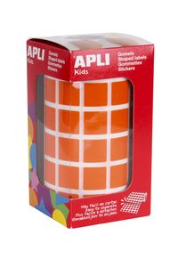 ROLL OF SQUARED ORANGE  STICKERS 15MM