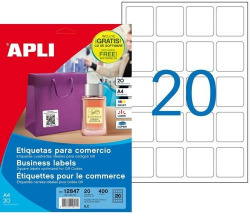 C/20 FOLLAS ETIQUETAS ADHESIVAS PARA COMERCIO 45X45