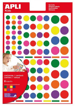 Bolsa 6 hojas gomets redondos 7 colores surtidos