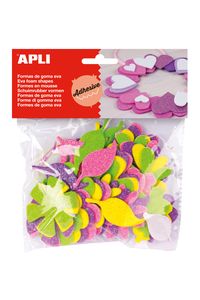 SAC 48 FLORES DE GOMA EVA AUTOCOLLANTE AVEC PURPURINA