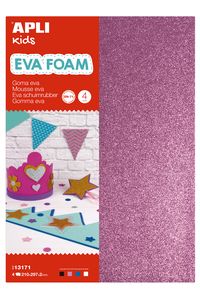 BLISTER 4 LAMINAS BORRACHA EVA PURPURINA A4 CORES SORTIDOS