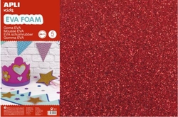 PACK 3 LAMINAS GOMA EVA PURPURINA VERMELLO 40X60 2MM